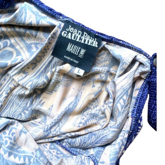 Jean Paul Gaultier Maille Femme Dress Crochet Tattoo Dress Size L Blue White JPG - Picture 14 of 14